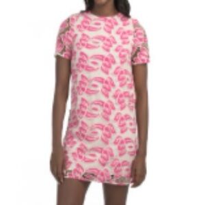Sam Edelman Pink and White Lace Shift Dress